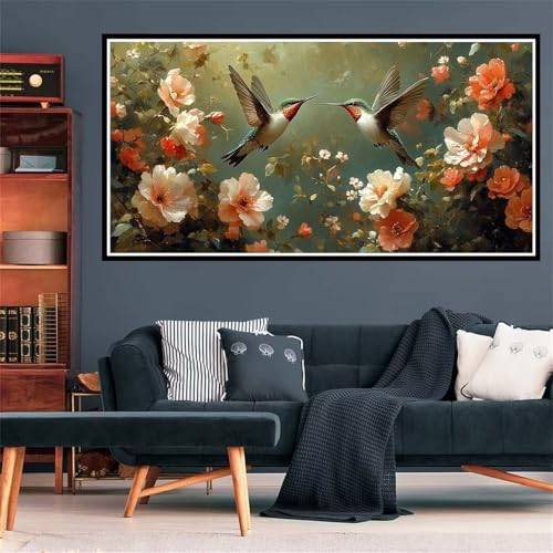 5D Diamond Painting Vogel Diamant Painting Bilder Blume Diamond Painting Erwachsene Bastelset, DIY Diamant Kunst Malerei Stickerei Kreuzstich Bilder Paintings Set, Deko Wohnzimmer 100x200cm Z-2259 von Wjffnzbz