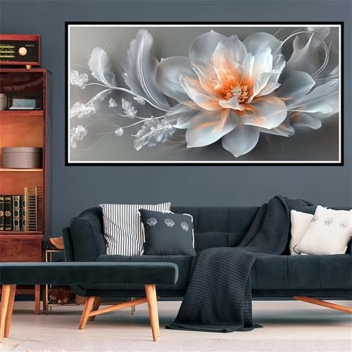 5D Diamond Painting Weiße Blumen Diamant Painting Bilder Blume Diamond Painting Erwachsene Bastelset, DIY Diamant Kunst Malerei Stickerei Kreuzstich Paintings Set, Deko Wohnzimmer 100x200cm Z-2469 von Wjffnzbz