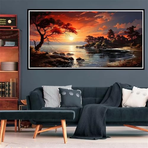 5D Landschaft Diamond Painting, Diamant Painting Bilder Blume Diamond Painting Erwachsene Groß XXL, Runder Vollbohrer Diamanten Malerei Kreuzstich Bastelset für Wanddeko Schlafzimmer, 100x200cm Z-1849 von Wjffnzbz