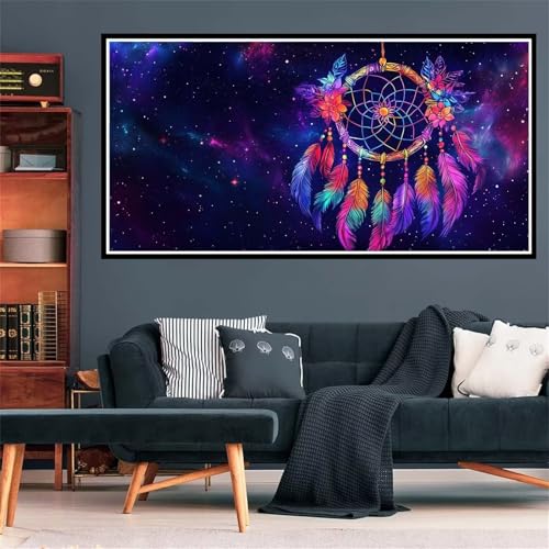 5D Traumfänger Diamond Painting, Diamant Painting Bilder Blume Diamond Painting Erwachsene Groß XXL, Runder Vollbohrer Diamanten Malerei Kreuzstich Bastelset für Deko Schlafzimmer, 100x200cm Z-1879 von Wjffnzbz