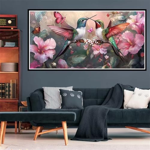 5D Vogel Diamond Painting, Diamant Painting Bilder Distel Diamond Painting Erwachsene Groß XXL, Runder Vollbohrer Diamanten Malerei Stickerei Kreuzstich Bastelset für Deko Schlafzimmer, 40x80cm Z-2413 von Wjffnzbz