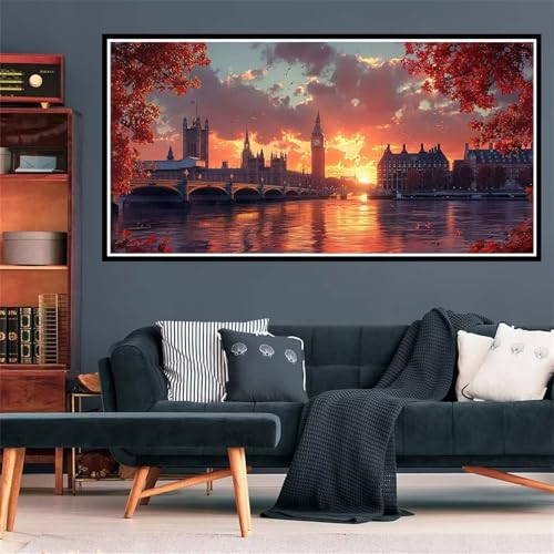 Big Ben Diamond Painting Erwachsene, 5D Diamant Painting Bilder Stadt Diamond Painting XXL 100x200cm, Diamond Art Anfänger Mosaikherstellung Bastelset, Deko Wohnzimmer, Geschenke für Frauen Z-1679 von Wjffnzbz