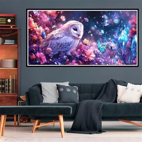 Eule Diamond Painting Erwachsene, 5D Diamant Painting Bilder Schmetterling Diamond Painting XXL 60x120cm, Diamond Art Anfänger Mosaikherstellung Bastelset, Deko Wohnzimmer, Geschenke für Frauen Z-1525 von Wjffnzbz