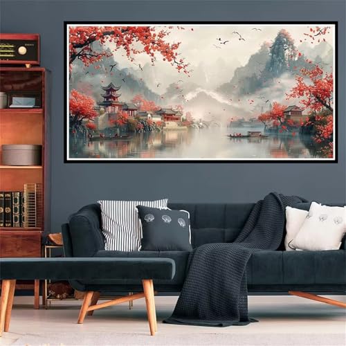 Japan Diamond Painting Erwachsene, 5D Diamant Painting Bilder Landschaft Diamond Painting XXL 100x200cm, Diamond Art Anfänger Mosaikherstellung Bastelset, Deko Wohnzimmer, Geschenke für Frauen Z-1769 von Wjffnzbz