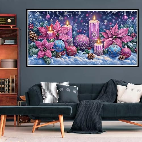 Kerze Diamond Painting Erwachsene, 5D Diamant Painting Bilder Weihnachten Diamond Painting XXL 100x300cm, Diamond Art Anfänger Mosaikherstellung Bastelset, Deko Wohnzimmer, Geschenke für Frauen Z-2250 von Wjffnzbz