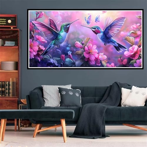 Kolibri Diamond Painting Erwachsene, 5D Diamant Painting Bilder Blume Diamond Painting XXL 100x200cm, Diamond Art Anfänger Mosaikherstellung Bastelset, Deko Wohnzimmer, Geschenke für Frauen Z-2069 von Wjffnzbz