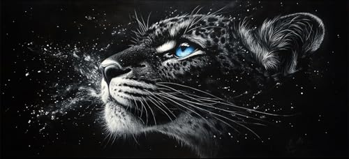 Malen Nach Zahlen Erwachsene schwarzer Panther Malen Nach Zahlen Tier Malen Nach Zahlen ab 7 8 9 10 11 12 Jahre Mädchen Geschenk, DIY Ölgemälde Kit mit 3 Pinsel und Rahmen, Wanddeko, 30x60cm -2852 von Wjffnzbz