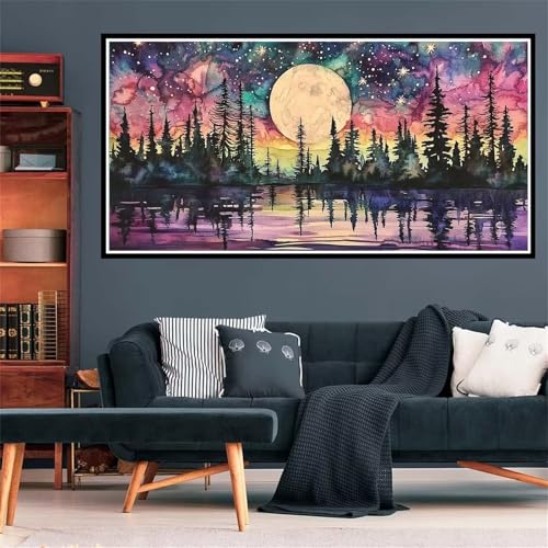 Mond Diamond Painting Erwachsene, 5D Diamant Painting Bilder Sternenhimmel Diamond Painting XXL 30x60cm, Diamond Art Anfänger Mosaikherstellung Bastelset, Deko Wohnzimmer, Geschenke für Frauen Z-1942 von Wjffnzbz