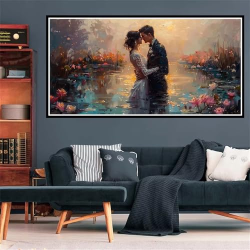 Paar Diamond Painting Erwachsene, 5D Diamant Painting Bilder Blume Diamond Painting XXL 100x200cm, Diamond Art Kinder Anfänger Mosaikherstellung Bastelset, Deko Wohnzimmer, Geschenke für Frauen Z-1739 von Wjffnzbz