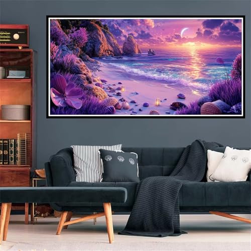 Strand Diamond Painting Erwachsene, 5D Diamant Painting Bilder Landschaft Diamond Painting XXL 30x60cm, Diamond Art Anfänger Mosaikherstellung Bastelset, Deko Wohnzimmer, Geschenke für Frauen Z-2482 von Wjffnzbz