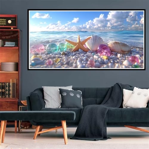 Strand Diamond Painting Erwachsene, Diamant Painting Bilder Meereslebewesen Diamond Painting XXL 100x300cm, Diamond Art Anfänger Mosaikherstellung Bastelset, Zimmer Deko, Geschenke für Frauen Z-2130 von Wjffnzbz