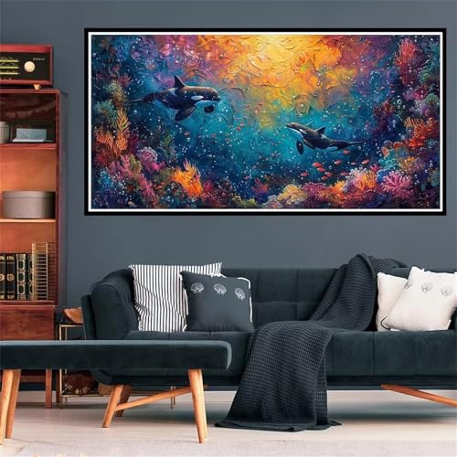 Wal Diamond Painting Erwachsene, 5D Diamant Painting Bilder Meereslebewesen Diamond Painting XXL 30x60cm, Diamond Art Anfänger Mosaikherstellung Bastelset, Deko Wohnzimmer, Geschenke für Frauen Z-1822 von Wjffnzbz