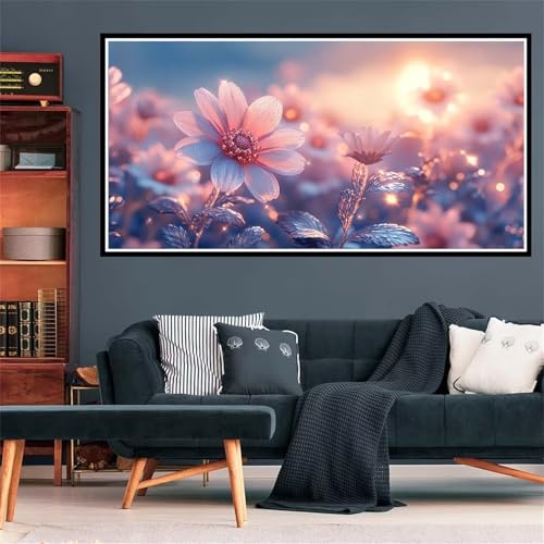 Weiße Blumen Diamond Painting Erwachsene, Diamant Painting Bilder anlage Diamond Painting XXL 50x100cm, Diamond Art Anfänger Mosaikherstellung Bastelset, Deko Wohnzimmer, Geschenke für Frauen Z-2154 von Wjffnzbz