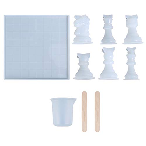 1 Set 3D Schachfiguren Kristall Epoxidharz Form Handgemachte Chessborad Casting Silikonform Handwerk Machen Werkzeug von Wjsdsg