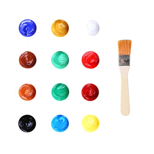 12 Farben Acrylfarben Set Mit Pinsel Wasserfeste Acrylfarbe Für Künstler Anfänger Malen Auf Leinwand Holz von Wjsdsg