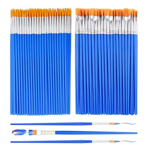 200 Stück Künstlerpinsel Flaches Pinsel Set Aquarell Malpinsel Spitzpinsel Zeichenzubehör von Wjsdsg