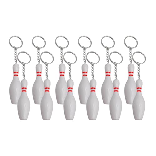 Wjsdsg 12 Stück Bowling Pin Schlüsselanhänger Bowling Schlüsselanhänger Rucksack Geldbörsen Charm Anhänger Schlüsselanhänger Zubehör Kindergeburtstags Party Zubehör von Wjsdsg