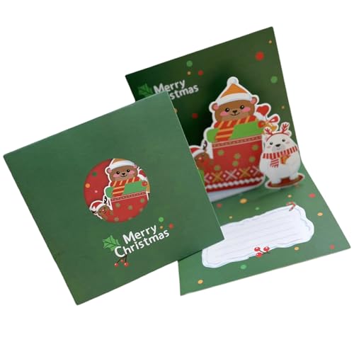 Wjsdsg Attraktive Weihnachtspapierkarten Multifunktionale 3D Popup Weihnachtsgrußpapierkarte Mit Bär Zum Feiern von Wjsdsg