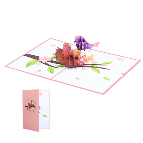 Wjsdsg Elegantes 3D Vogelnest Mit Vögeln Faltbare Grußkarte Mit Zarten Blumen Accessoire Für Besondere Anlässe von Wjsdsg