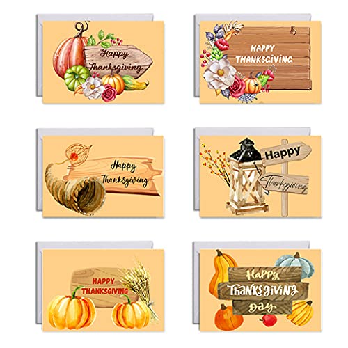 Wjsdsg Set Mit 6 Happy Thanksgiving Karten Mit Umschlägen Aufklebern Grußkarten Dankespostkarten von Wjsdsg