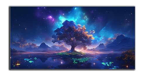 Baum Malen Nach Zahlen Erwachsene mit Rahmen, Fantasie Paint by Numbers Leinwand 30x60cm, DIY Ölgemälde Anfänger Kit mit Pinsel und Acrylfarbe für Zimmer Deko Wohnzimmer, Geschenke für Frauen Z-4192 von Wjxzsccw