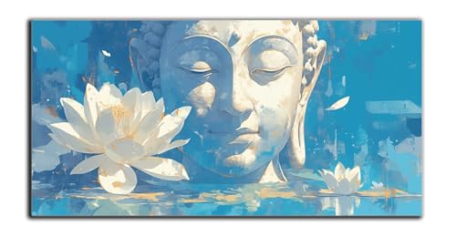 Lotus Malen Nach Zahlen Erwachsene mit Rahmen, Zen Paint by Numbers Leinwand 30x60cm, DIY Ölgemälde Anfänger Kit mit Pinsel und Acrylfarbe für Zimmer Deko Wohnzimmer, Geschenke für Frauen Z-4492 von Wjxzsccw