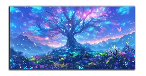 Malen Nach Zahlen Erwachsene Baum Malen Nach Zahlen Fantasie Malen Nach Zahlen ab 7 Jahre Mädchen Geschenkideen, Handgemalt Ölgemälde Set mit Rahmen und Pinseln Acrylfarbe, Wanddeko 50x100cm Z-4144 von Wjxzsccw