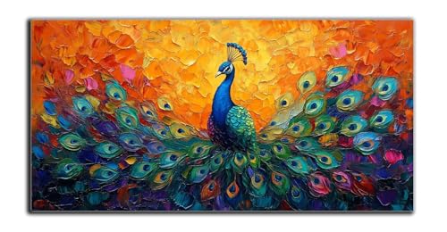 Malen Nach Zahlen Erwachsene Pfau Malen Nach Zahlen Kunst Malen Nach Zahlen ab 7 Jahre Mädchen Geschenkideen, Handgemalt Ölgemälde mit Rahmen und Pinseln Acrylfarbe, WandDeko Aesthetic 40x80cm Z-4173 von Wjxzsccw