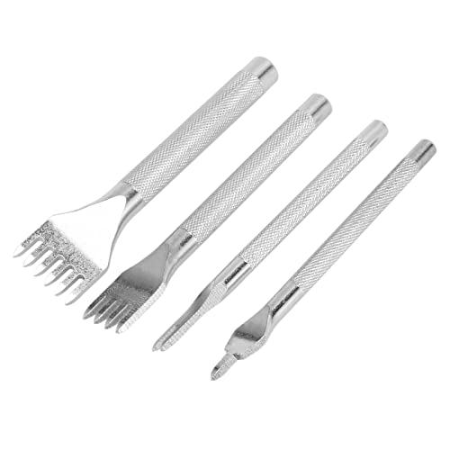 Wlauqueta 4 Teiliges NäHen MeißEl Set, 1/2/ 4/6 Zinken DIY SchnüRung NäHen MeißEl Set, für Leder NäHen (4 Mm, Silber) von Wlauqueta