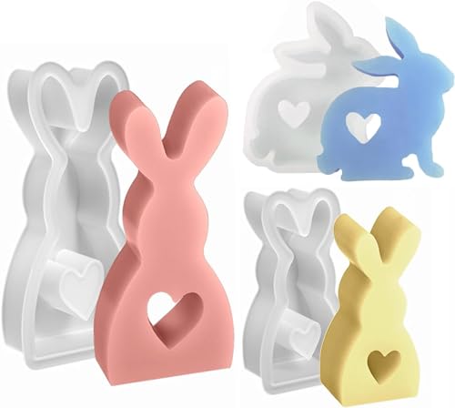 3 Stück Silikonformen Gießformen Ostern，Hasenform für Ostern, Osterhase gießform, 3D Kaninchen Kerze Silikonform Gips, 3D Silikonformen Gießformen Engel für Kerzen, Seife, Gips, Handwerk von Wleozys