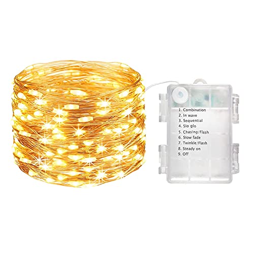 LED Lichterkette Batterie,10M 100 LED Lichterketten wasserdichte Kupferdraht Lichterketten mit 2 Modi für Indoor Outdoor DIY Dekorationspartys, Weihnachten (Warmweiß) von Wlevzzor