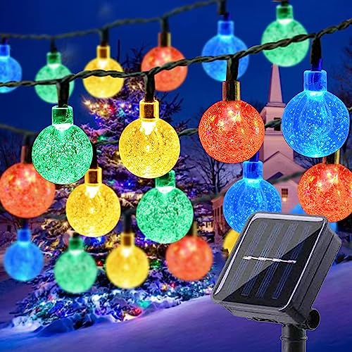 Solar Lichterkette Aussen, 16M 140 LEDs Kristallkugel-Lichterkette, solarbetrieben, Solar-Terrassenbeleuchtung mit 8 Modi für Weihnachtsbaum, Garten, Hof, Party (16M, RGB) von Wlevzzor