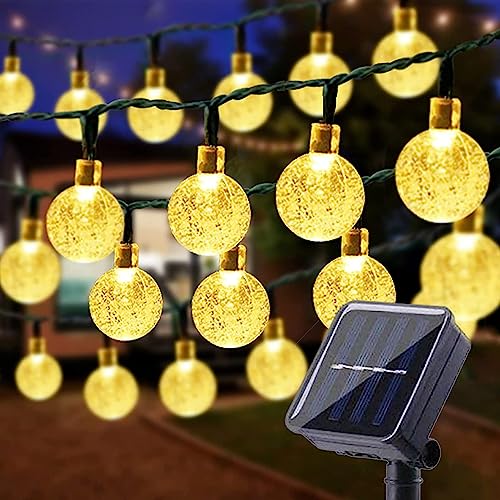 Solar Lichterkette Aussen, 18 M 160 LED Lichterkette Außen Solar mit 8 Modi Kristall Kugeln Wasserdicht Outdoor Lichterkette Solar für Garten, Terrasse, Balkon, Hochzeit,Partys Dekorationen (Warmweiß) von Wlevzzor