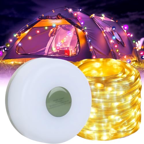 Wlevzzor Lichterkette für drinnen und draußen, wasserdicht, 30 LEDs, Camping-Lichterkette mit 8 m langer Lichterkette mit 5 Modi für Weihnachtsbaum, Garten, Hof, Camping (Warmes Licht, 8m) von Wlevzzor