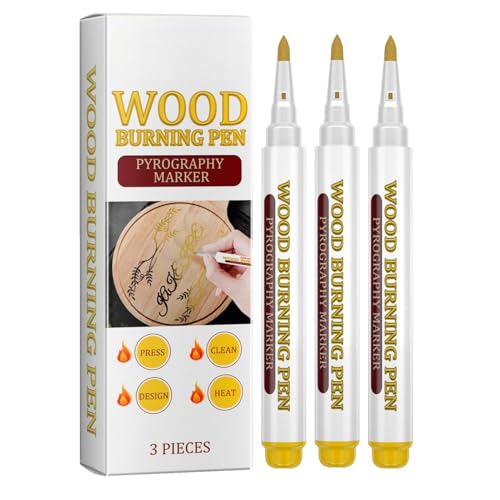 Wlikmjg 2er-Set Holzmarker, Brennmarker, Holzstifte, wasserdicht, für Handwerk, chemische Marker für und Handwerk, Holzbrenner, ungiftig, 3-teiliges Set von Wlikmjg