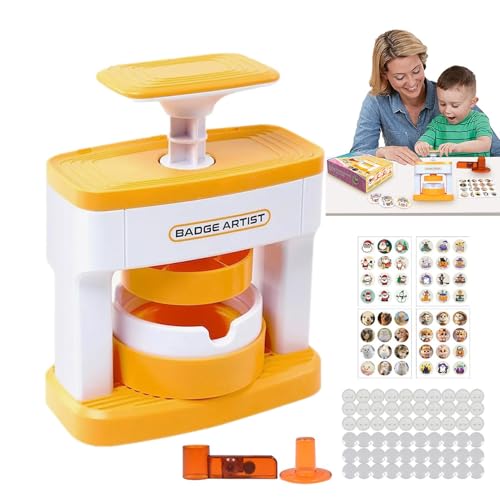 Wlikmjg Knopfherstellungsmaschine, 55 mm, Stanz-Set für Abzeichen, Knopfherstellungsmaschine für Kinder, mit 48 Knöpfen, niedlichen Aufklebern und Kreisschneider von Wlikmjg