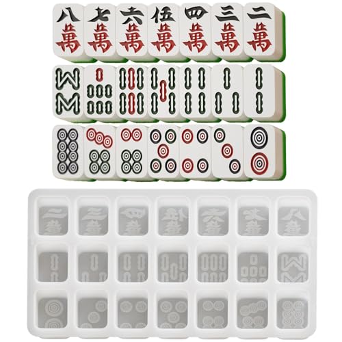 Wlikmjg Mahjong Harz Silikonformen, Mahjong Fliesenform | Backen Kuchenform,Chinesische Mahjong Form Handwerkzeuge, Epoxidharz Formen zum Backen von Wlikmjg