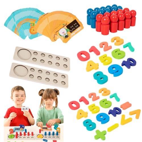 Wlikmjg Math Manipulatives Kindergarten,Pädagogische Math Manipulatives | Additions- und Subtraktionsspiele aus Holz für den Kindergarten Mathe-Spiele - Zählspielzeug, Mathe-Manipulationen, von Wlikmjg