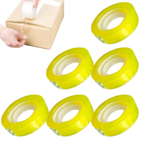 Wlikmjg Transparentes, glänzendes Allzweck-Klebeband, Nachfüllrollen für Schreibwaren-Klebeband,6 Rollen transparentes Klebeband, Nachfüllrollen | Release Smoothly Transparent Tape von Wlikmjg