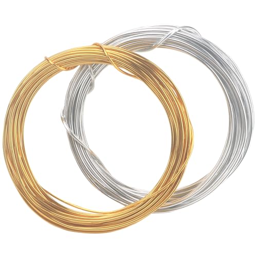 Basseterdracht, 2mm x 30m Draht, Draht Zum Basteln, Schmuckdraht, Aludraht, Silberdraht, Weiches Handgefertigtes DIY-Garn (Golden 2mm*30m) von Wlztea