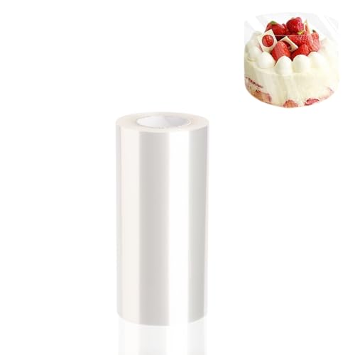 Wlztea Tortenrandfolie, 15cmx10m Acetat Kuchenstreifen, Frost Form, Transparent Acetat Rolle, Acetat Folie für Tortendeko Schokolade Kuchen Dessertringe Mousse (15cm) von Wlztea