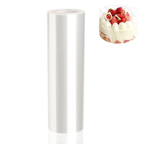 Wlztea Tortenrandfolie, 20cmx10m Acetat Kuchenstreifen, Frost Form, Transparent Acetat Rolle, Acetat Folie für Tortendeko Schokolade Kuchen Dessertringe Mousse (20cm) von Wlztea