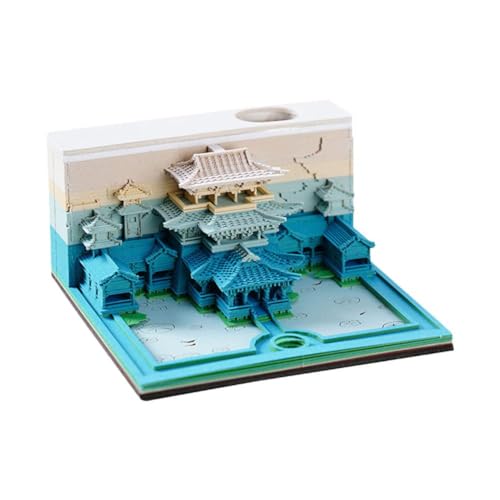 Wmool 3D Notizblock Schönheiten Landschaft Skulptur Memo Pad Sticky Note Modell Note Block Schule Werkzeuge Freunde Büro Note Dekor Geschenk, 3.15X3.15X1.5 in, Typ d von Wmool