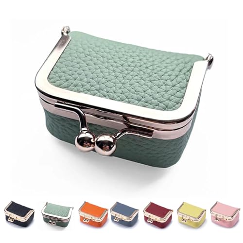 Mini-Schmuckschatulle aus echtem Leder – tragbare Vintage-inspirierte Münzgeldbörse aus echtem Leder mit Kussschloss, Mini-Schmuck-Organizer für Damen von Wmool