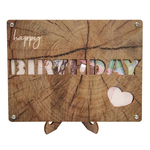 Wobequ Originelle Geburtstag Geschenk Frauen & Männer 2024 Neues Dekorative Holzdekoration Geld Geschenk HAPPY BIRTHDAY von Wobequ