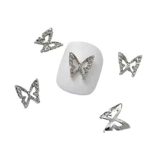 10 Stück 3D-Legierung Schmetterling Nagel Metallic Schmetterling Diamanten Schmetterling Nail Art Strasssteine Schmetterlinge 3D Nagelzubehör Legierung Nageldekorationen von Woedpez
