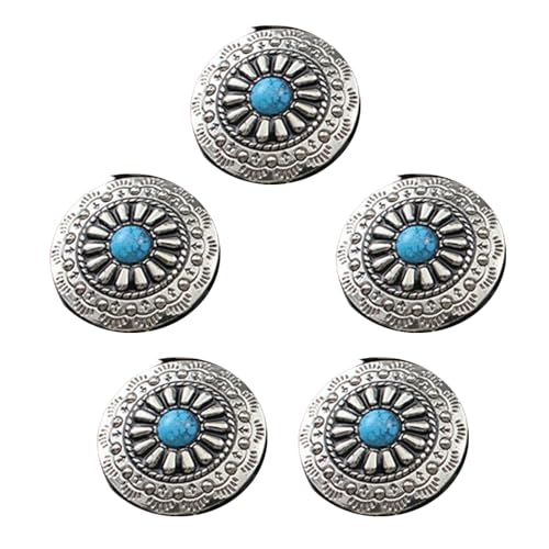 5 Stück Hochzeitsknöpfe aus Türkisimitat, 25 mm, rund, Blumenknöpfe, Leder, dekorative Knöpfe zum Basteln 5 Stück Hochzeitsknöpfe aus Türkisimitat, 25 mm, rund, Blumenknöpfe, Leder, dekorative Knöpfe zum Basteln von Woedpez