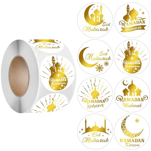 500 Stück runde Aufkleber, selbstklebende Siegeletiketten, Eid Mubaraks, dekorativer Aufkleber, runde Etiketten, Aufkleber, Partyzubehör 500 Stück runde Aufkleber, selbstklebende Siegeletiketten, Eid Mubaraks, dekorativer Aufkleber, runde Etiketten, Aufkleber, Partyzubehör von Woedpez