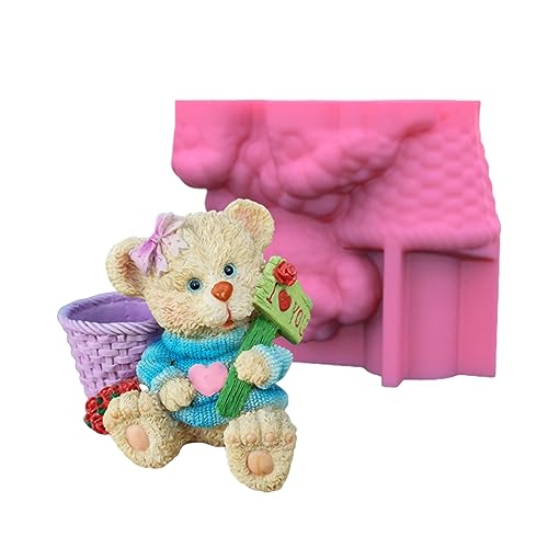 Love Little Bear Gips Blumentopf Silikonform Epoxidharz Gussform Sukkulente Vase Zementform Stifthalterform von Woedpez