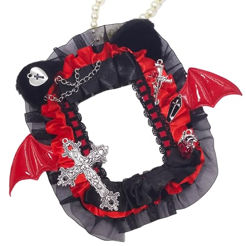 Teufel Bat Wing Photokardhalter Bat Wing Photo Card Display Mit Perlenkette Für Frauen Girl Cosplay Enthusiasten von Woedpez